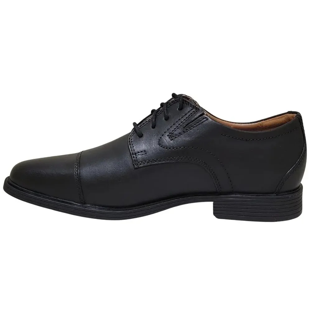 Clarks Men Whiddon Cap Toe Derby Oxfords Size US 8.5W Black Leather
